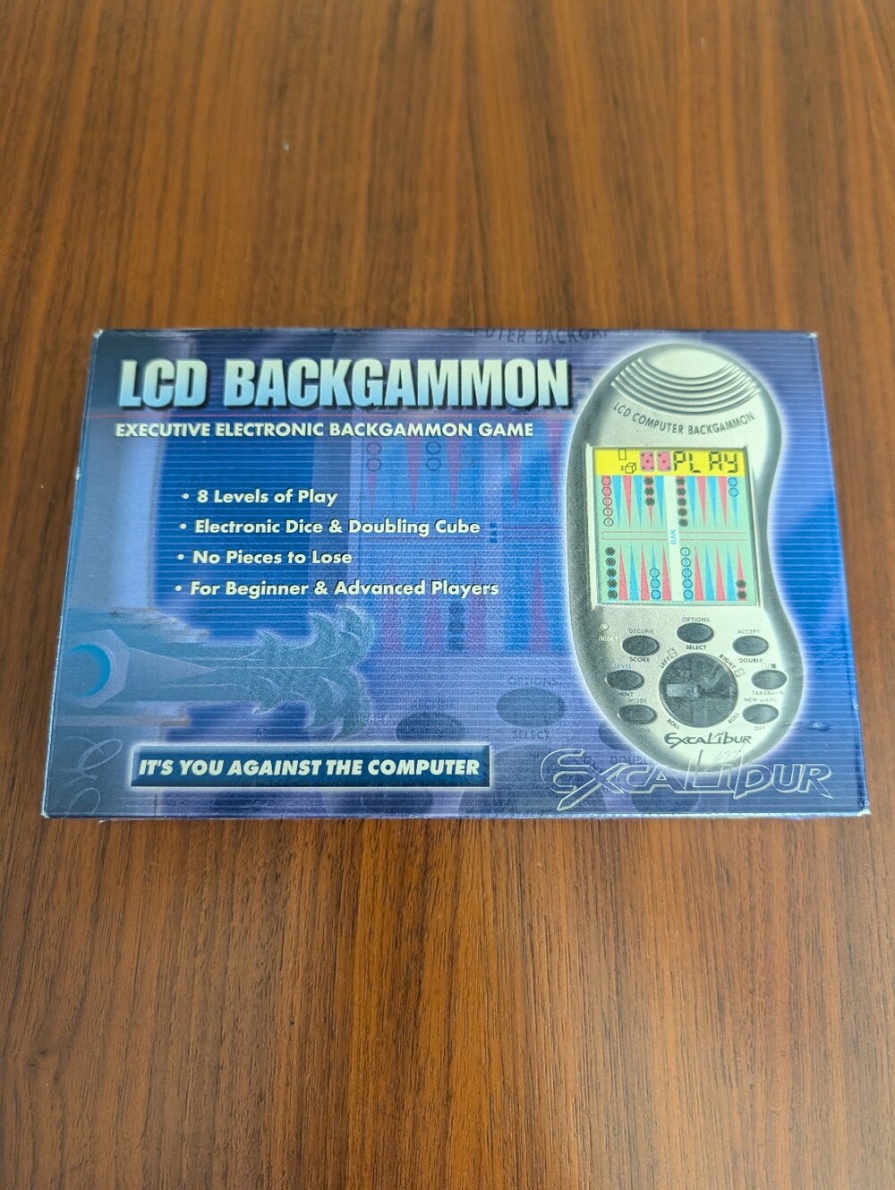 Excalibur LCD Executive Electronic Backgammon Handheld Game Platinum Series